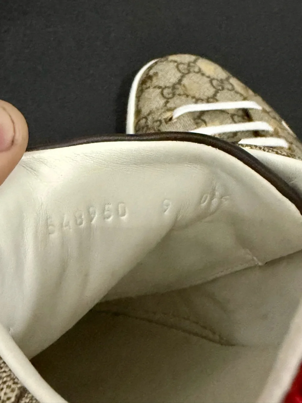 Gucci Beige Monogram Ace Sneaker with Green & Red Web
